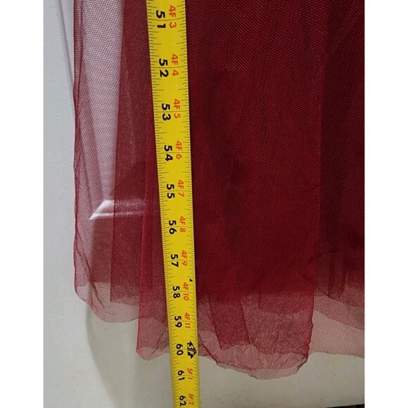 NEW! Slim Fit Evening Formal Mermaid Sheer Red Maxi Dress Sequin Leaves Sz. M - Picture 8 of 8